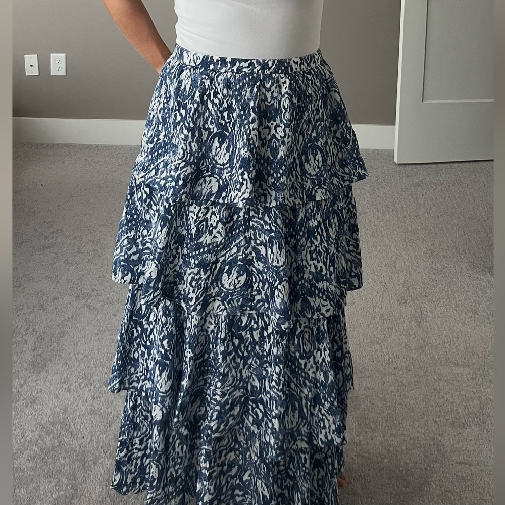 Abercrombie & Fitch Navy and White Maxi Skirt